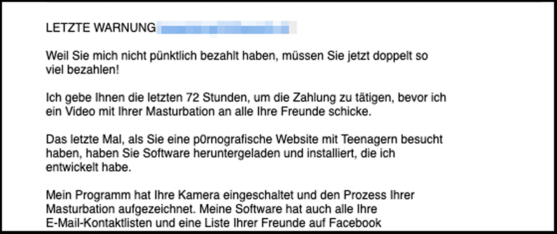 Porno Erpresser Mail Letzte Warnung